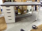 bureau met antraciet werkblad en wit ladenblok met 5 laden, Ophalen, Zo goed als nieuw, Bureau
