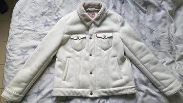 Veste Coton Blanc Levi's Homme L Jacket Coton White Levi's M, Enlèvement ou Envoi, Taille 52/54 (L), Porté, Blanc