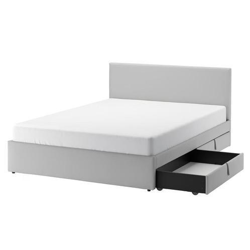 GLADSTAD gewatteerd bed met 4 bedden, lichtgrijs, 140x200 cm, Huis en Inrichting, Slaapkamer | Bedden, Zo goed als nieuw, Tweepersoons