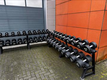 Jordan rubberen Vaste Pu Dumbells 2,5kg t/m 50kg + 2 Rekken