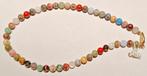 Collier artisanal pierres de jaspe multicolore de 41 cm NEUF, Handtassen en Accessoires, Kettingen, Overige kleuren, Nieuw, Ophalen of Verzenden