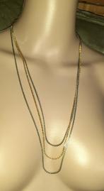 Halsketting vintage zilver en goud laagjes '80, Verzenden, Nieuw, Goud, Zilver