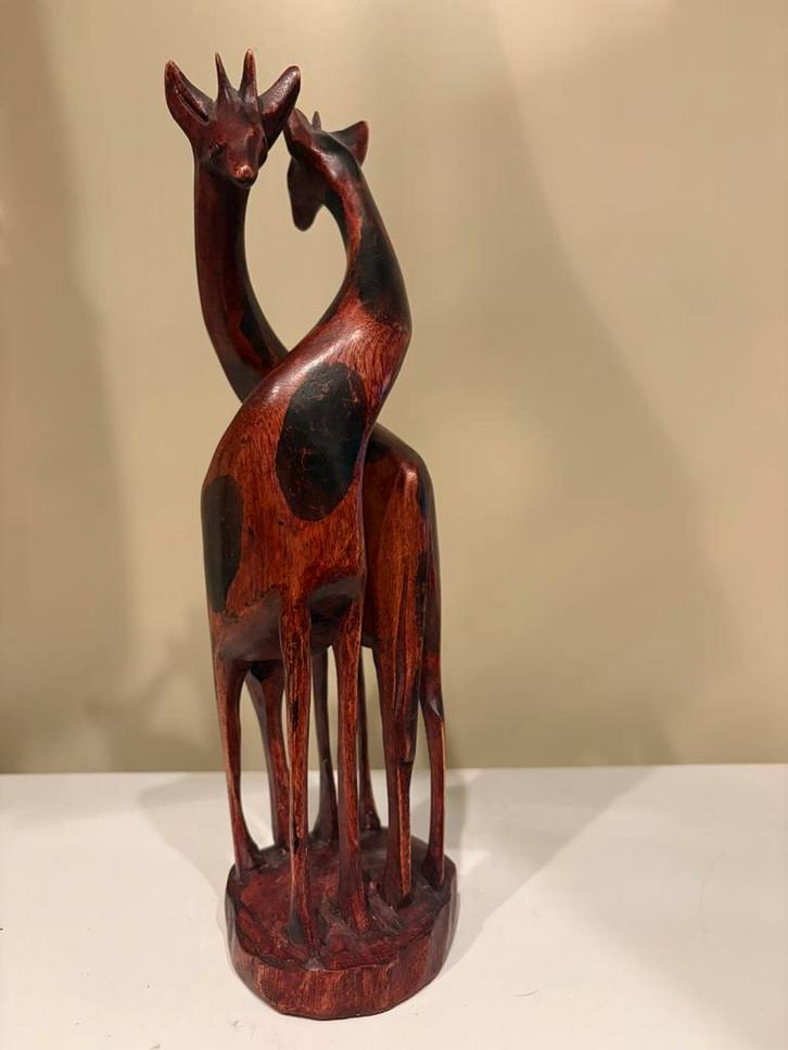 Handgemaakt beeldje hout giraffen, Antiek en Kunst, Curiosa en Brocante, Ophalen of Verzenden