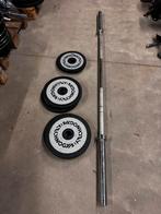 100kg Technogym Gewichten , Olympische Barbell 220cm, Plaques d'haltères, Enlèvement, Utilisé