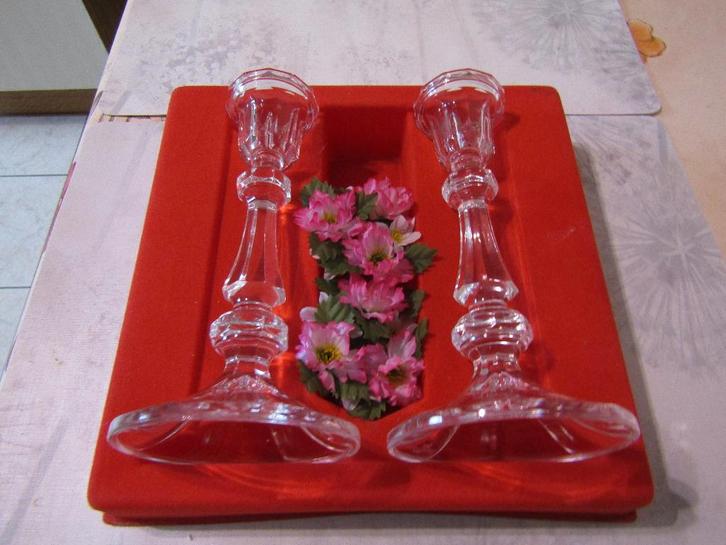 2 KRISTALLEN  KANDELAARS ., Antiek en Kunst, Antiek | Glaswerk en Kristal, Ophalen