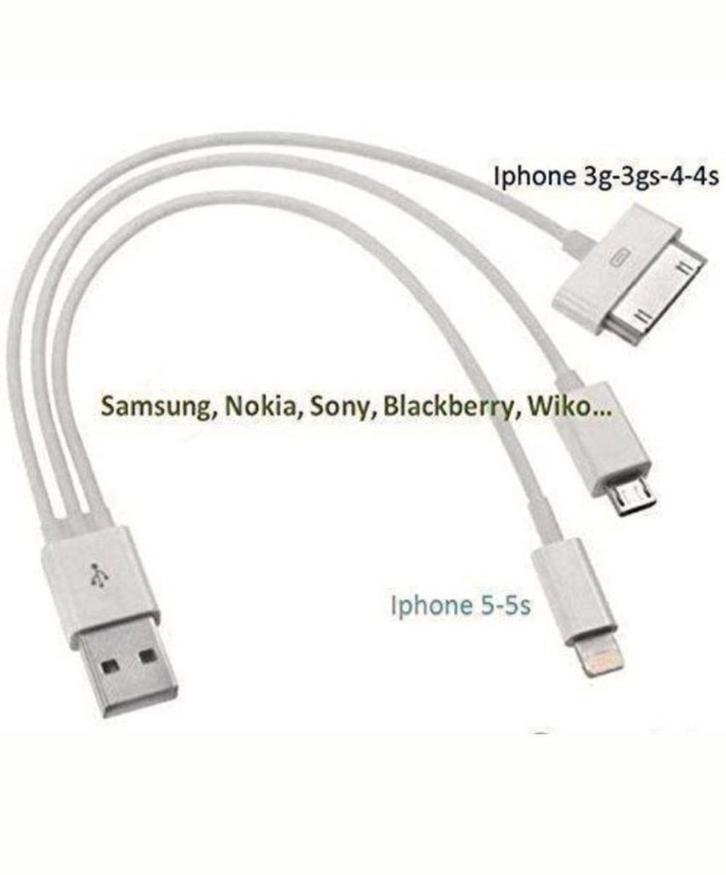Adapter voor USB-naar-USB/Apple Dock/Apple Lightning-oplader, Telecommunicatie, Mobiele telefoons | Telefoon-opladers, Nieuw, Blackberry