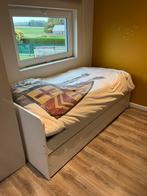 Enkel bed met uitschuifbare matras en berging plus 2x matras, Huis en Inrichting, Ophalen, 90 cm, Eenpersoons, Wit