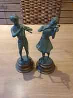 Paar muzikanten in brons, Antiek en Kunst, Ophalen, Brons