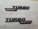 Mercedes Turbo 4matic+  zijkant logo's zwart of zilver, Auto-onderdelen, Nieuw, Ophalen of Verzenden, Spatbord, Links