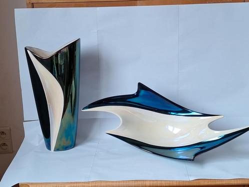 XXL Verceram vaas 39cm en schaal 56cm.Tiptop, Antiek en Kunst, Kunst | Designobjecten, Ophalen