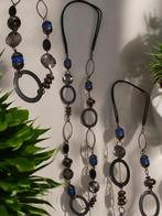 Ketting blauw zwart lang 42cm, Verzenden, Nieuw, Blauw, Overige materialen