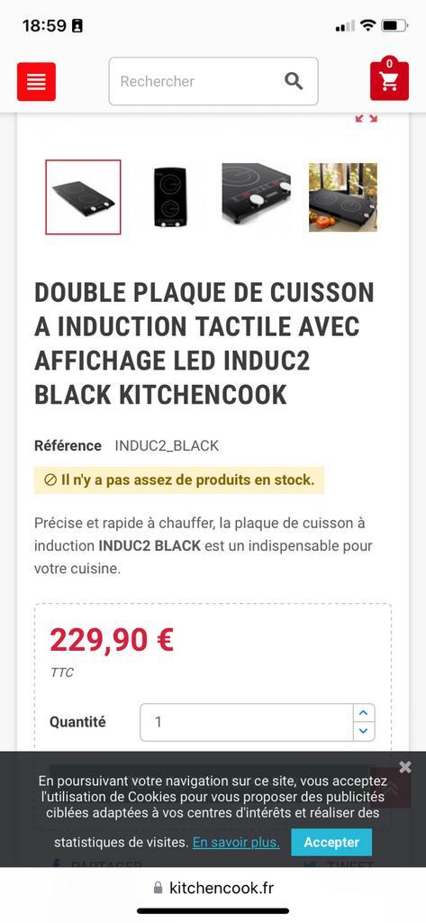 Double taque de cuisson à induction Kitchencook, Electroménager, Tables de cuisson