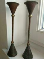 2 bougeoirs patine Aqua Marine, Ophalen, Gebruikt, Kandelaar, Minder dan 25 cm