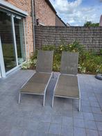 2 ligstoelen, Tuin en Terras, Ophalen, Gebruikt, Aluminium, Verstelbaar