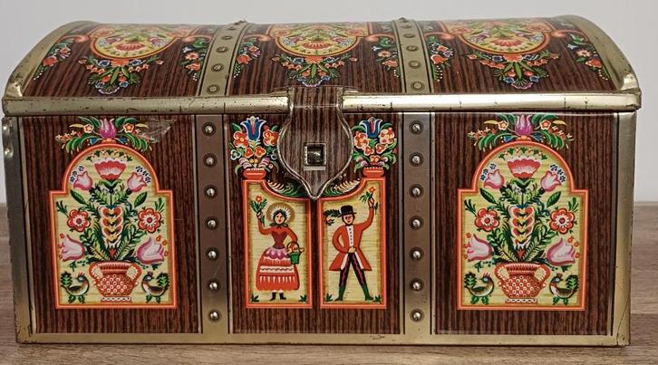Vintage blikken kistje – Hofmann & Kienzle, Verzamelen, Blikken, Zo goed als nieuw, Koek(jes), Overige merken, Ophalen of Verzenden