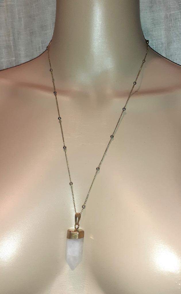 Ketting edelsteen hanger vintage rozenkwarts obelisk, Handtassen en Accessoires, Kettingen, Nieuw, Steen of Mineraal, Roze, Met edelsteen