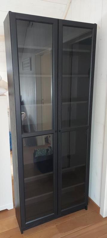 Ikea Billy/Oxberg boekenkast - 80X30X202 cm, Huis en Inrichting, Kasten | Boekenkasten, Ophalen, Met deur(en), 200 cm of meer