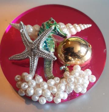 broche ronde fond miroir decor aquatique (x 2110) beschikbaar voor biedingen