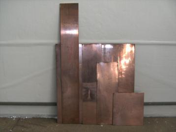 Koperen platen (rood elektrolytisch koper)  4mm dikte beschikbaar voor biedingen