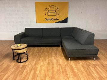 SofaCycle - Donkergrijze hoekzetel met vaste kussens beschikbaar voor biedingen