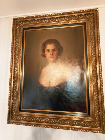 Mooie geschilderd portret van een dame  beschikbaar voor biedingen