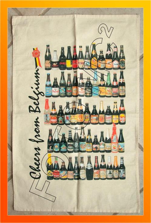 (Hand)doek met 60 bierflesjes van Belgisch bier, Collections, Marques de bière, Neuf, Envoi