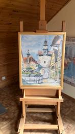 62x77 cm naar foto geschilderd Rothenburg ob der Tauber, Hobby en Vrije tijd, Schilderen, Ophalen, Zo goed als nieuw, Waterverf
