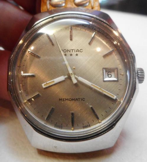 87) Pontiac  Memomatic automatique vintage, calibre ETA 2, Handtassen en Accessoires, Edelstenen, Gebruikt, Ophalen of Verzenden