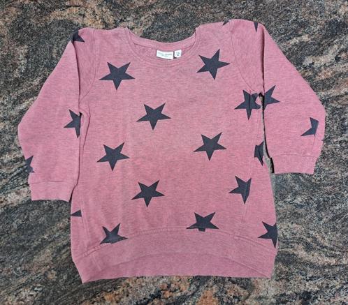Mt 98 Roze gespikkelde trui met zwarte sterren, Kinderen en Baby's, Kinderkleding | Maat 98, Zo goed als nieuw, Meisje, Trui of Vest