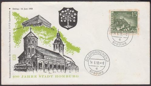 SAARLAND - FDC - Homburg 1558-1958 + SAARBRÜCKEN 2, Postzegels en Munten, Postzegels | Europa | Duitsland, Postfris, Overige periodes