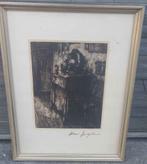 Gravure intérieur de maison signe henri logelain, Antiquités & Art, Enlèvement ou Envoi