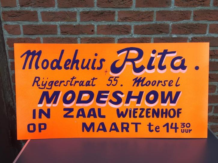 Reclamebord Modehuis Rita, Moorsel, Aalst, Verzamelen, Merken en Reclamevoorwerpen, Gebruikt, Reclamebord, Ophalen of Verzenden