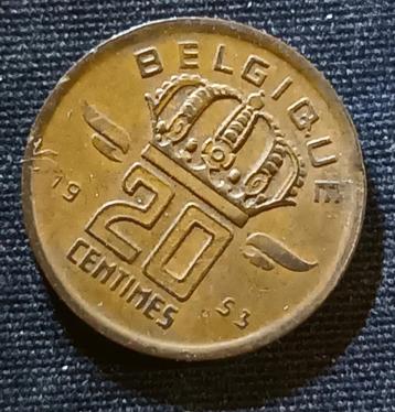 Misslag: 20 cent 1953 FR (1/4 medailleslag) - Boudewijn I beschikbaar voor biedingen