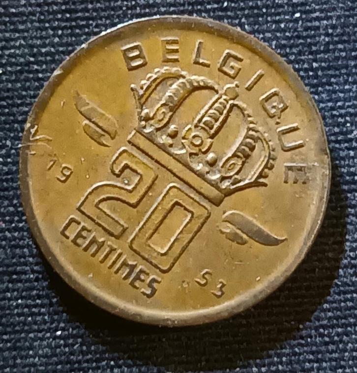 Misslag: 20 cent 1953 FR (1/4 medailleslag) - Boudewijn I, Postzegels en Munten, Munten | België, Losse munt, Brons, Verzenden