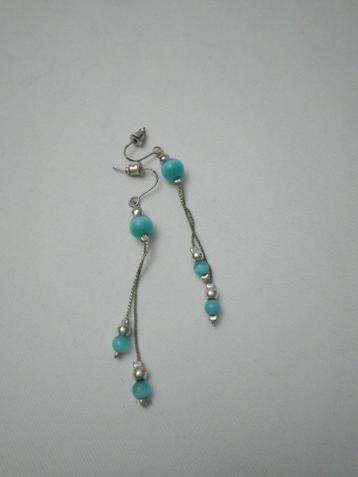 Boucles d'oreilles en argent avec perles bleues