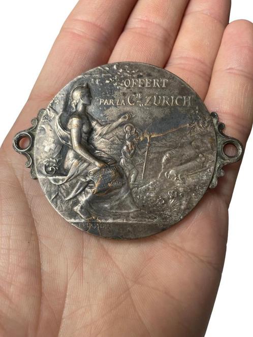 Zurich Assurance F. Plasserre-medaille Verzilverd koper, Postzegels en Munten, Penningen en Medailles, Overige materialen, Ophalen of Verzenden