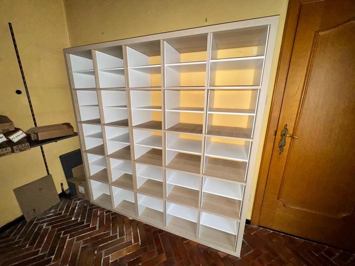 IKEA KALLAX 182x182 cm met 25 x inzet vakken, Maison & Meubles, Armoires | Armoires murales, Utilisé, Enlèvement