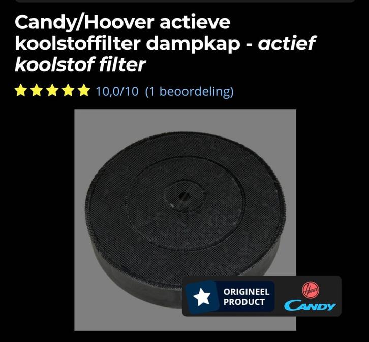 Candy / Hoover Koolstoffilter dampkap -  49011522 - NIEUW, Elektronische apparatuur, Afzuigkappen, Nieuw, Ophalen of Verzenden