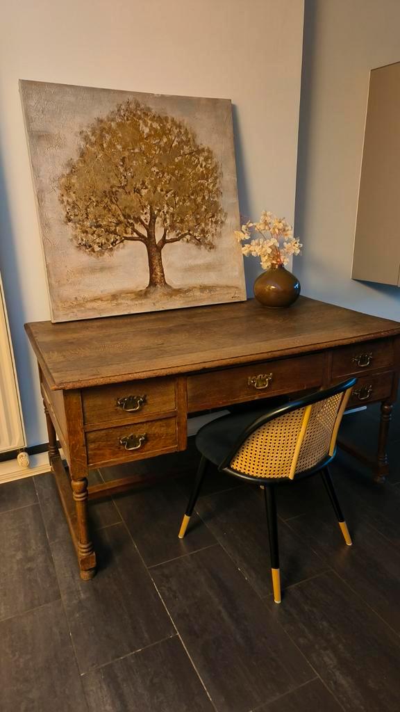 bureau d'architecte chaîne massif, Antiquités & Art, Antiquités | Meubles | Tables, Enlèvement ou Envoi