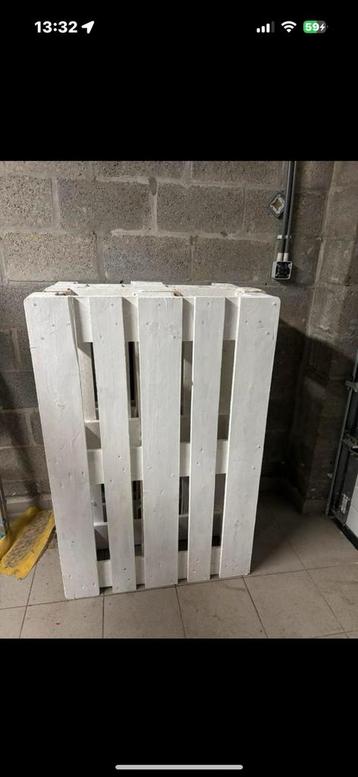 4 witte europaletten, Doe-het-zelf en Bouw, Hout en Planken, Ophalen, Zo goed als nieuw