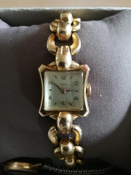 Vintage Zwitsers horloge voor dames TELL, Handtassen en Accessoires, Horloges | Dames, Gebruikt, Goud, Goud, Ophalen of Verzenden