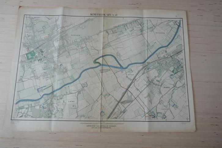 Oude topografische kaart Kortrijk-Marke-Lauwe-Wevelgem-Bisse, Boeken, Atlassen en Landkaarten, Gelezen, Overige typen, België