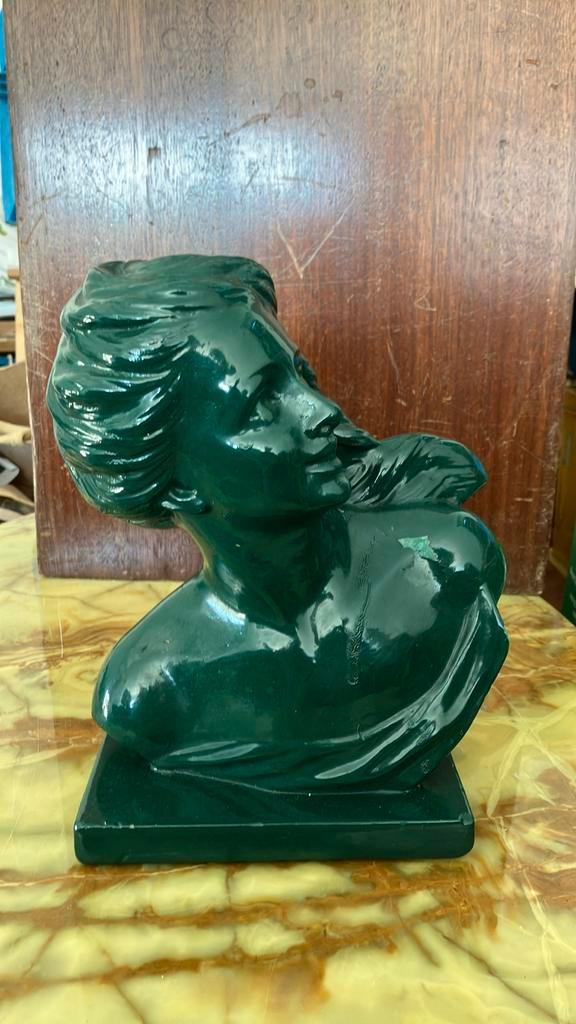 Mooi groen beeld buste vrouw Guelfi,, Antiek en Kunst, Kunst | Beelden en Houtsnijwerken, Ophalen