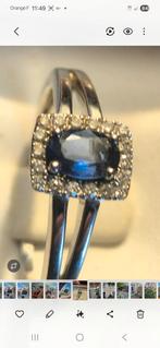 BAGUE OR ET SAPHIR DIAMANT, Handtassen en Accessoires, Ringen, Ophalen of Verzenden, Zo goed als nieuw, Wit, Goud