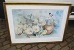 Mooi Geschilderd Aquarel 'Bloemen en Ketel' - gesigneerd, Ophalen of Verzenden