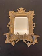 Klein zwaar koperen geslepen spiegel Jugendstil kandelaars, Antiek en Kunst, Ophalen of Verzenden