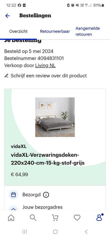 Verzwaringsdeken 15kg 240x220 2x gebruikt beschikbaar voor biedingen