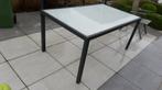 Antracietkeurige aluminium tafel met glazen blad, Tuin en Terras, Gebruikt, Rechthoekig, Ophalen, Aluminium