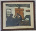 JAKOB SMITS / INTERIEUR EN CAMPINE / KLEURETS / 69x78cm KAD, Antiek en Kunst, Ophalen