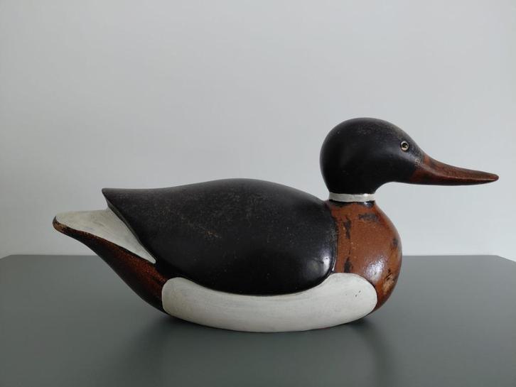 Vintage houten eend - decoratie eend Claude Gourret - Paris, Antiek en Kunst, Curiosa en Brocante, Ophalen of Verzenden